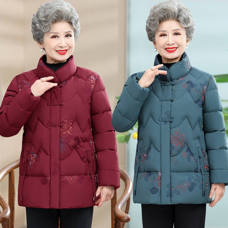 中老年人冬装棉衣女妈妈羽绒棉服外套时尚保暖奶奶奶装老太太棉袄
