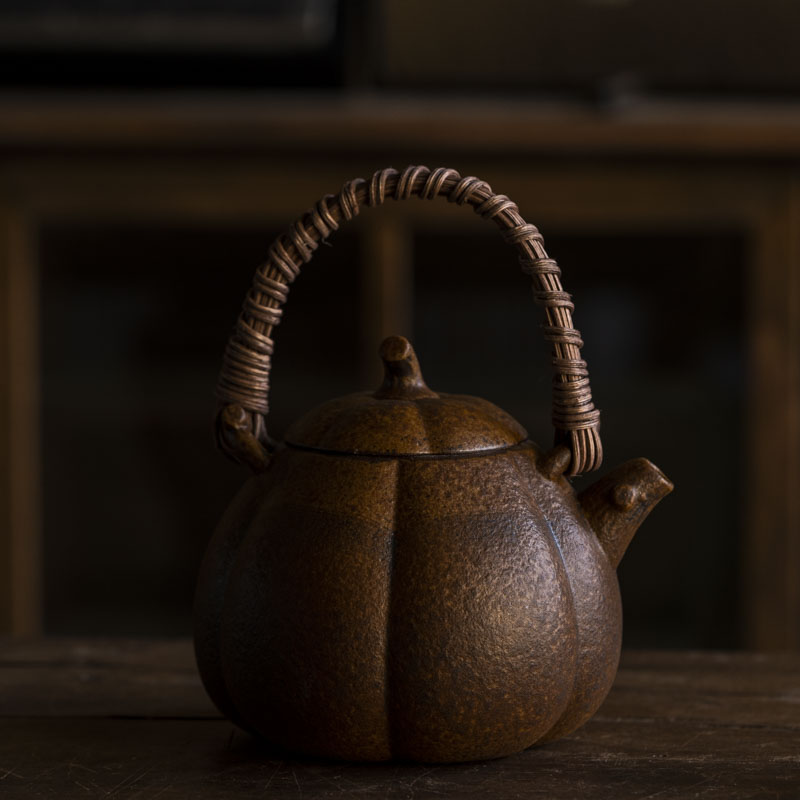 【静姐小院】灰念酱釉南瓜提梁壶满容420CC（Q0491）