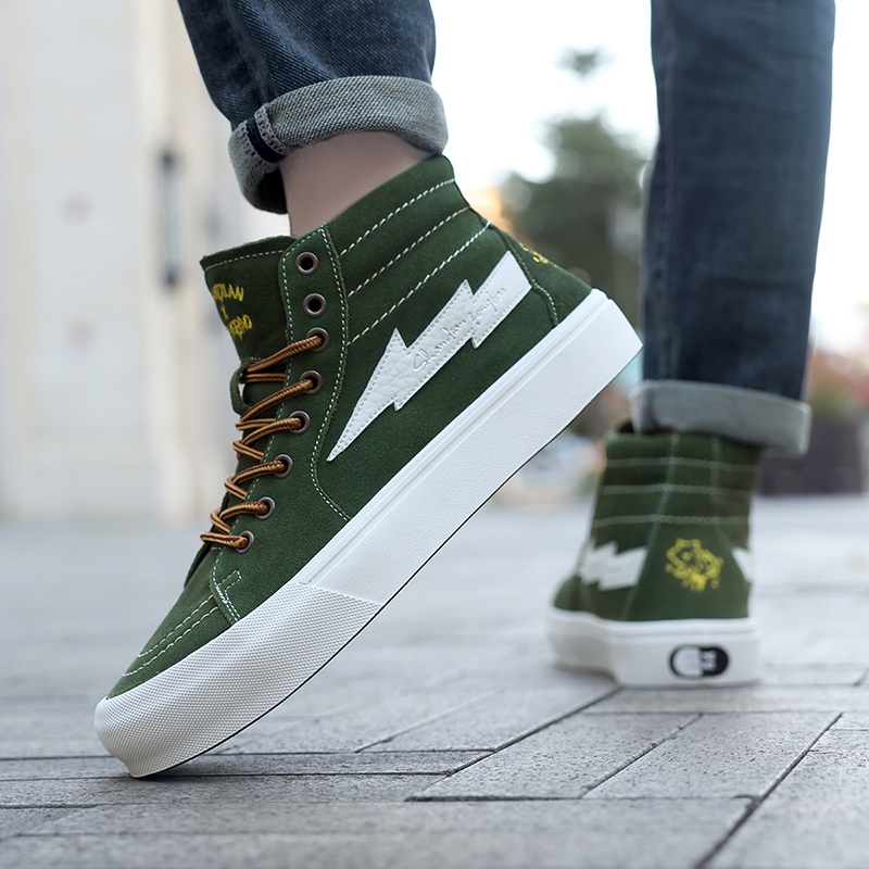 闪电风暴厚底增高休闲鞋男防滑耐磨板鞋女情侣百搭真皮加绒滑板鞋