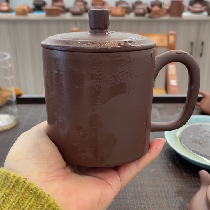 紫泥茶壶直筒杯半手工制作
