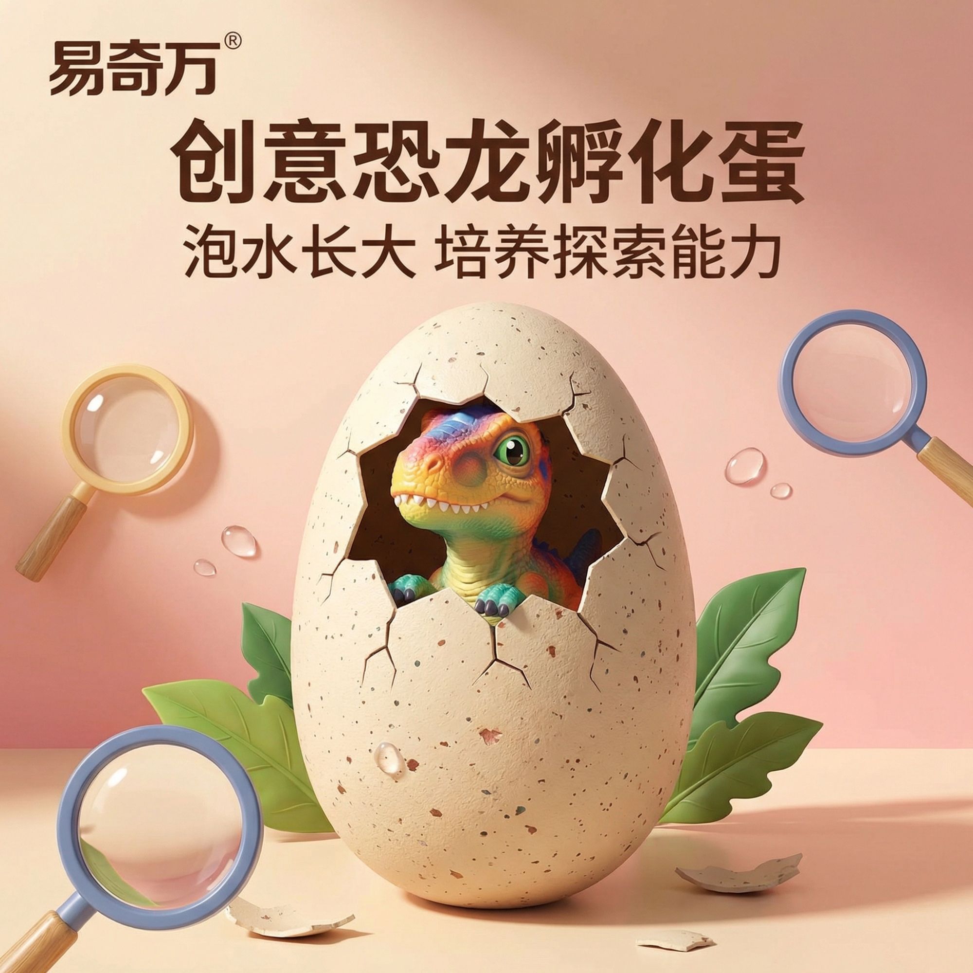 恐龙蛋孵化蛋泡水变大仿真动物玩偶男孩儿童三角龙霸王龙玩具盲盒