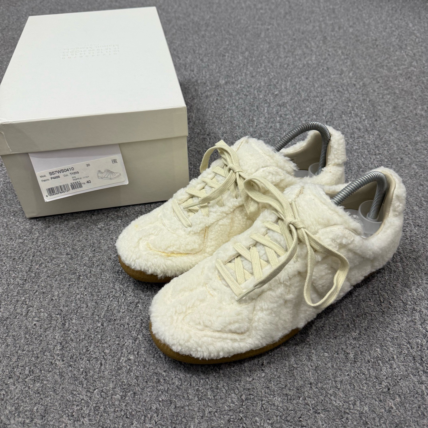 未使用 Maison Margiela/梅森马吉拉 18798342 米白色德训鞋 40码