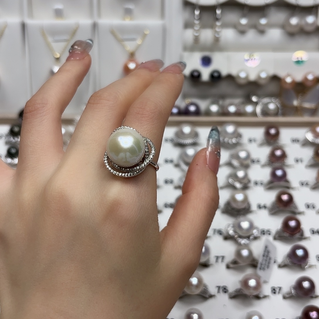 干***了银S925镶嵌淡水珍珠戒指