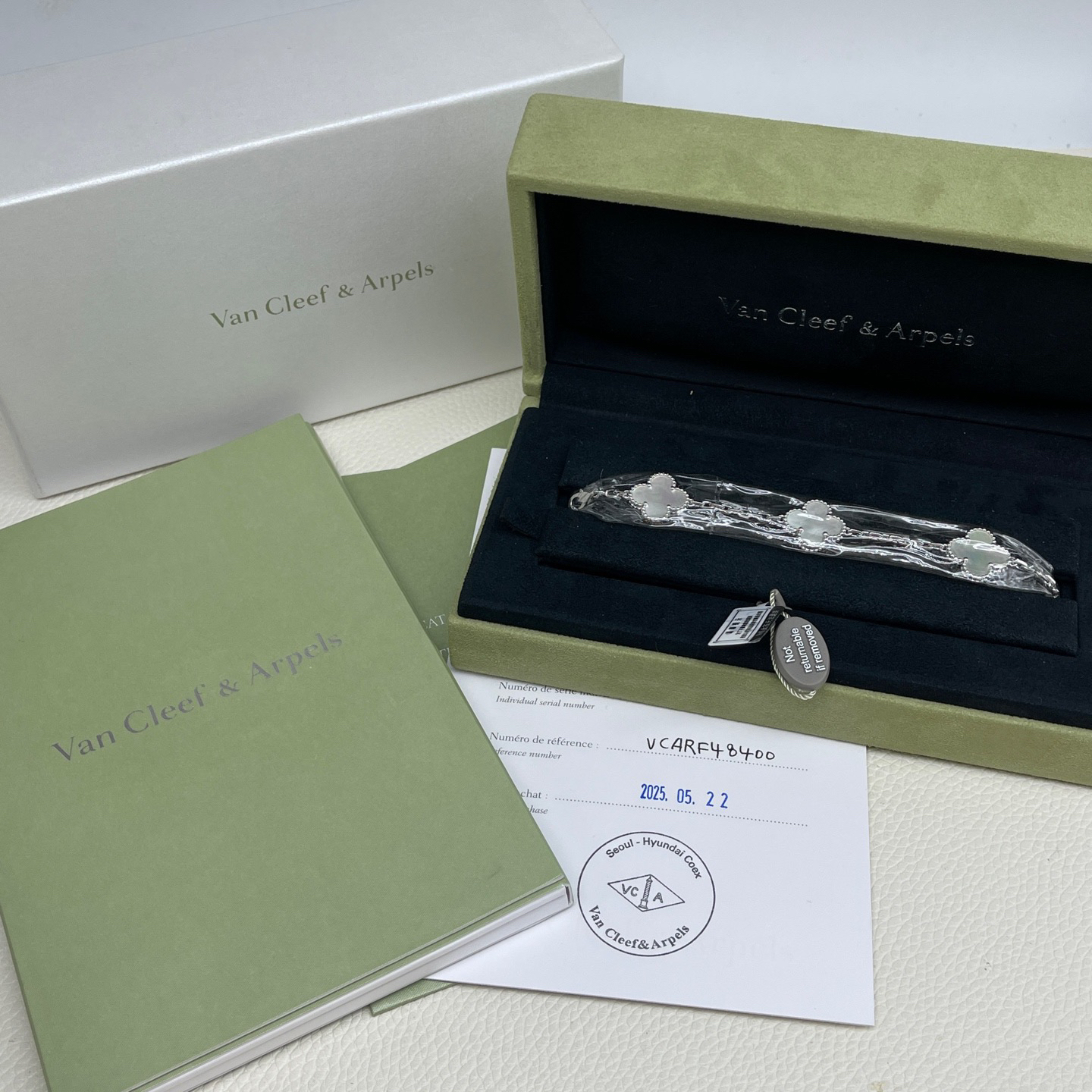未使用 梵克雅宝 VanCleef & Arpels白金白五花18k白金 手链