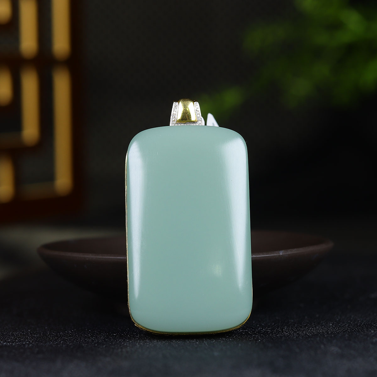 120330和田玉碧玉平安牌