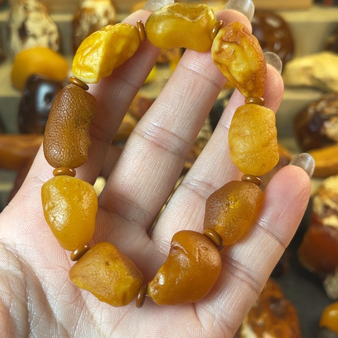 裸石琥珀未镶嵌天然蜜蜡海漂手串