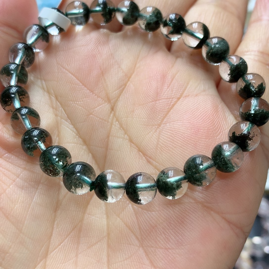 水晶手链未镶嵌天然绿幽灵聚宝盆