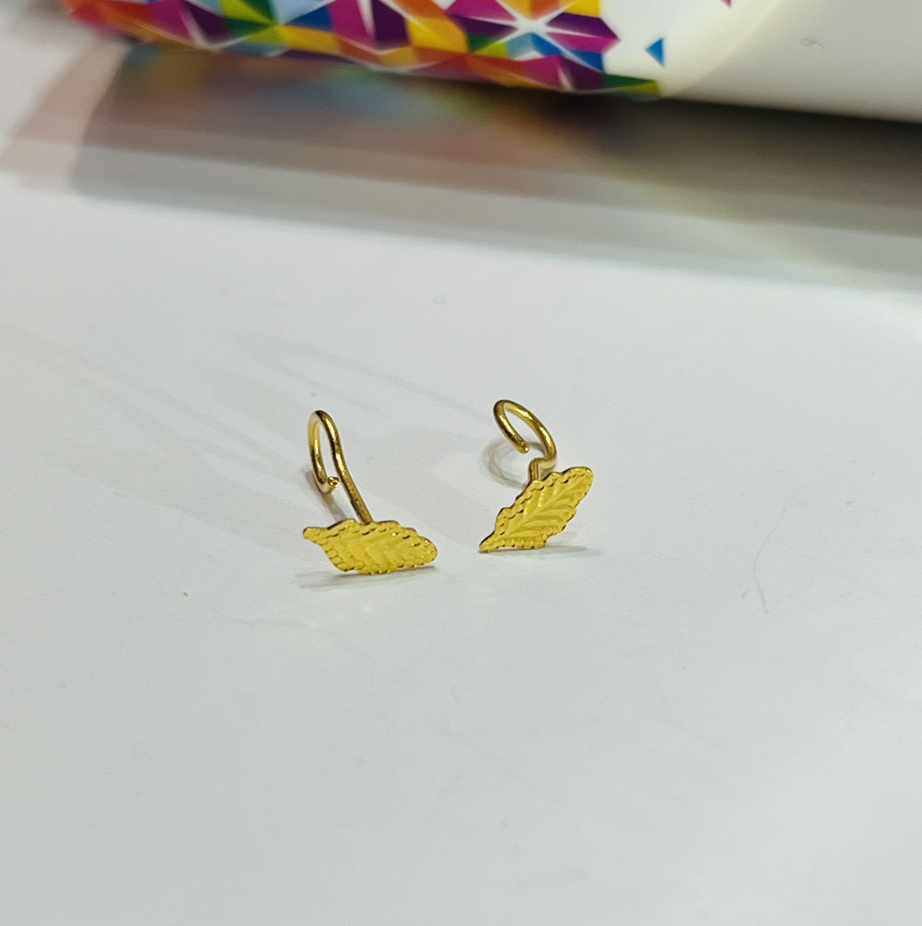 年终狂欢季  足金999 树叶甜美女神弯针黄金耳钉简约大方时尚潮流