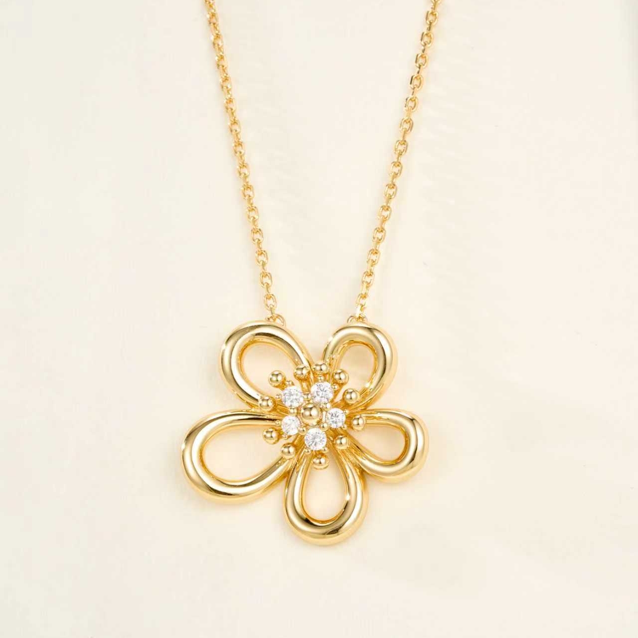 【中间钻大花项链】气质轻奢时尚百搭金色精致坠链