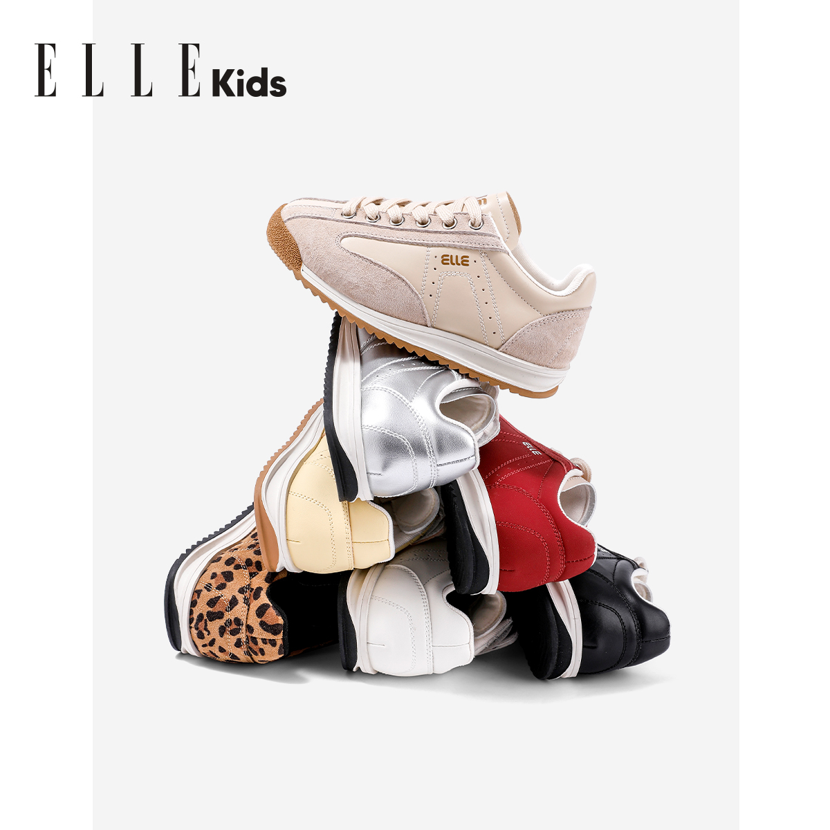 ELLE KIDS儿童运动鞋秋季新款男女孩网面休闲鞋魔术贴软底童鞋