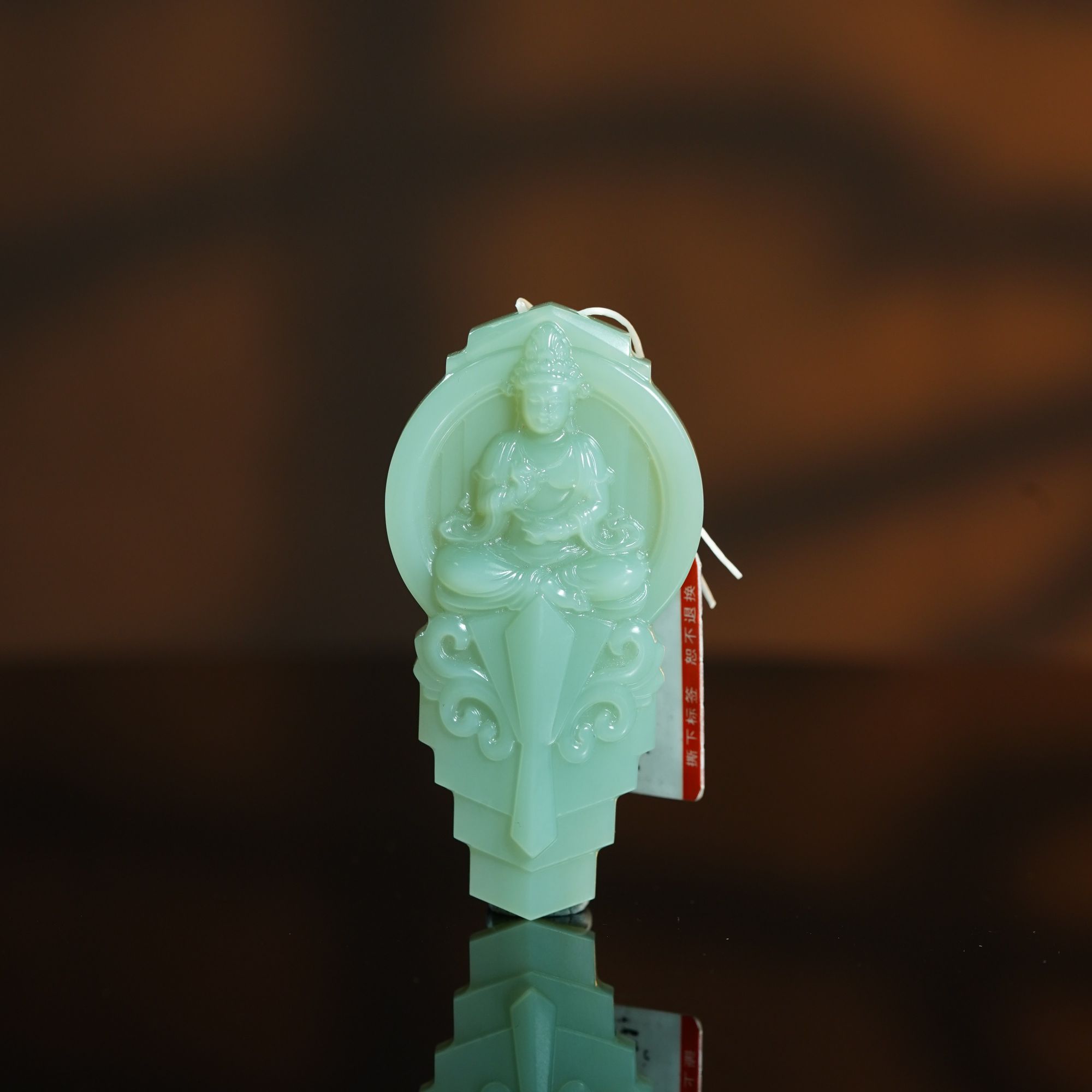 和田玉俄罗斯七号坑粉青起荧光观音吊坠 37.00g L251206101 