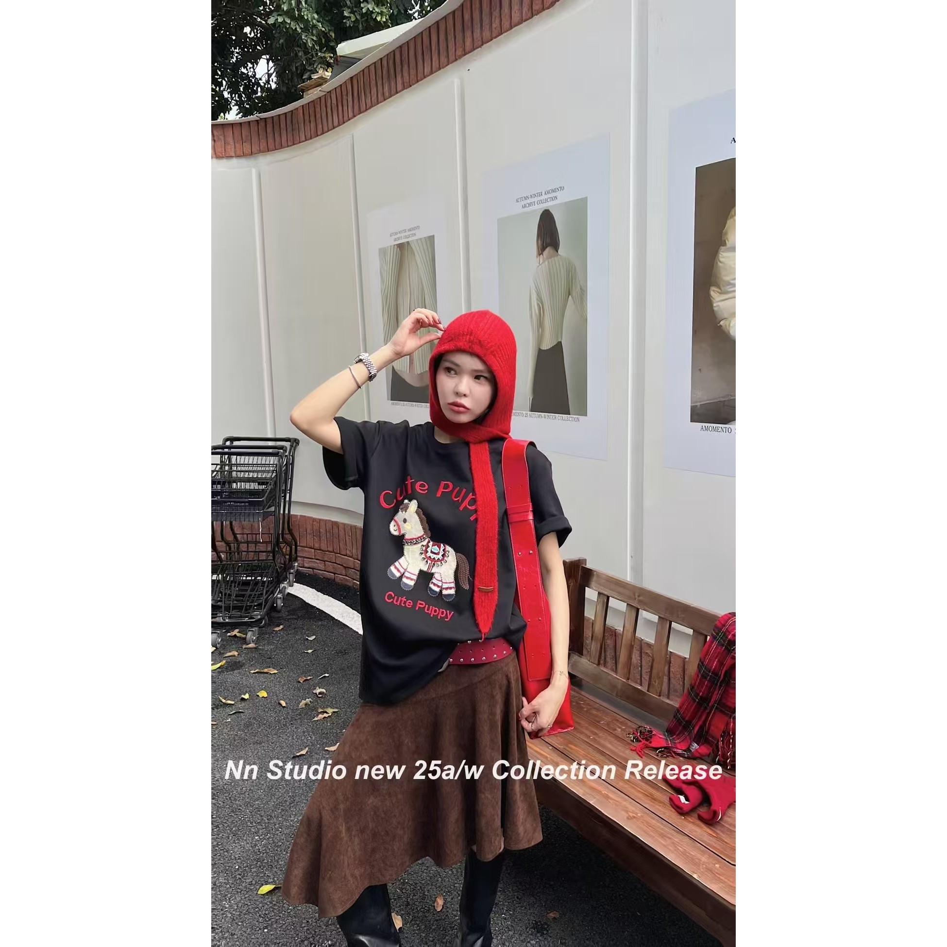 KIKI严选：8169-Nn家欧货南油春秋小木马双面棉百搭时尚大T恤