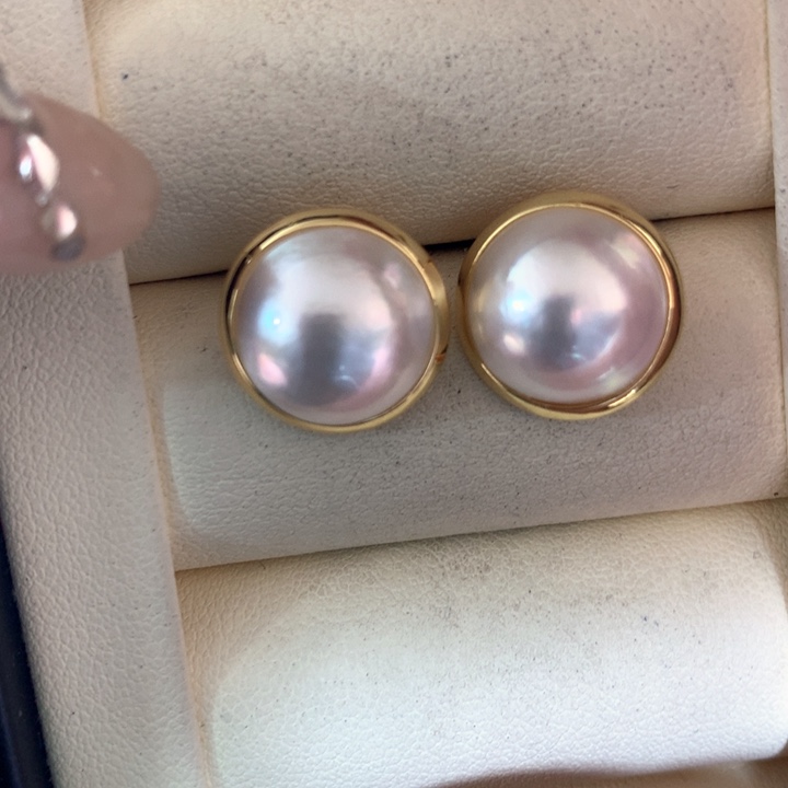 耳饰拼合珍珠（马贝珠）银S925镶嵌