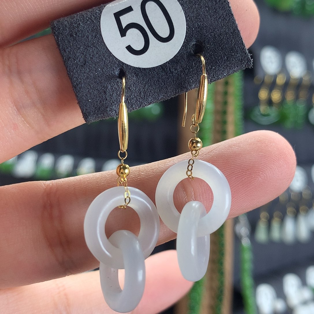 和田玉18K金镶嵌颈饰50