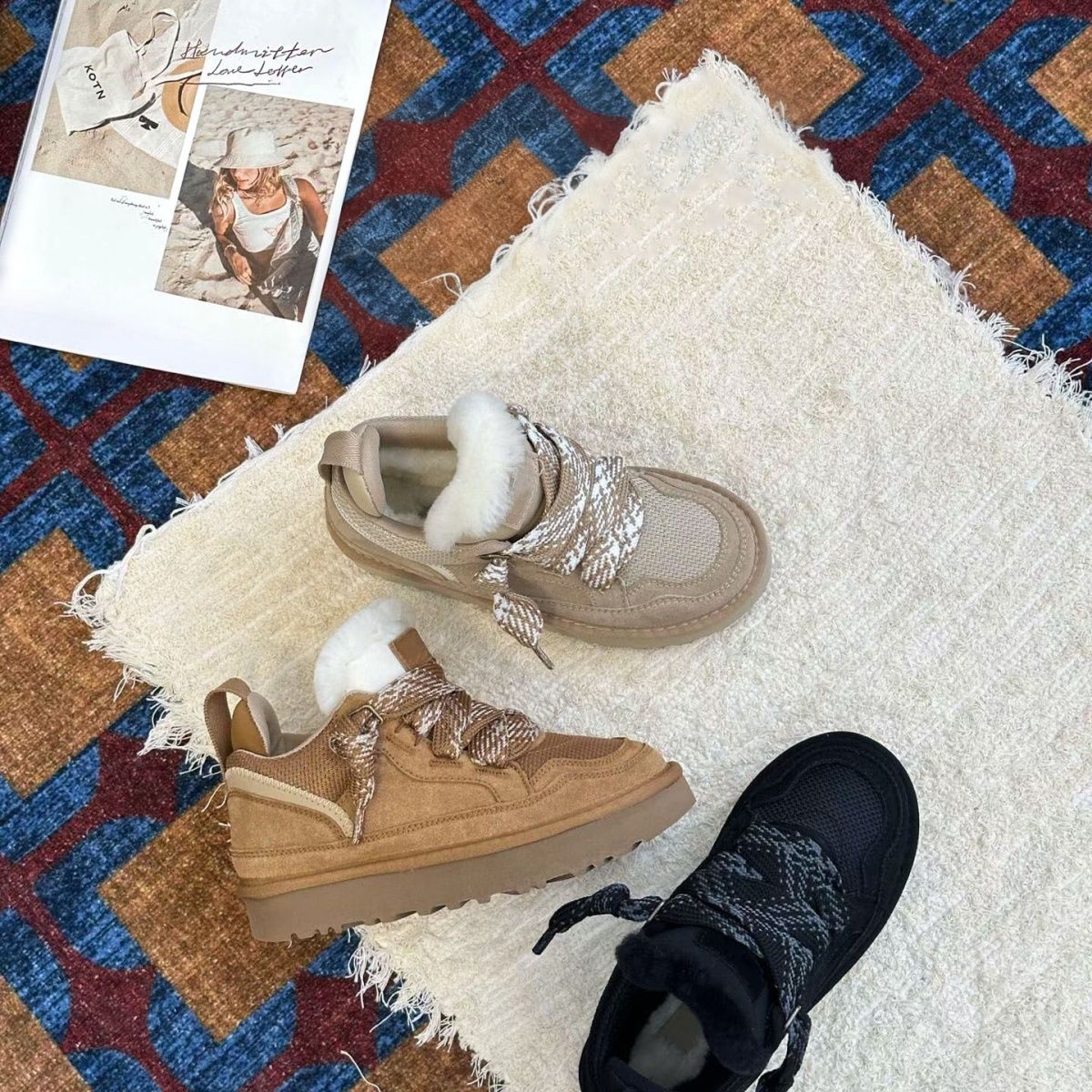 WEZOO尺码偏小往大一码拍：梅尔）真皮真毛雪地靴