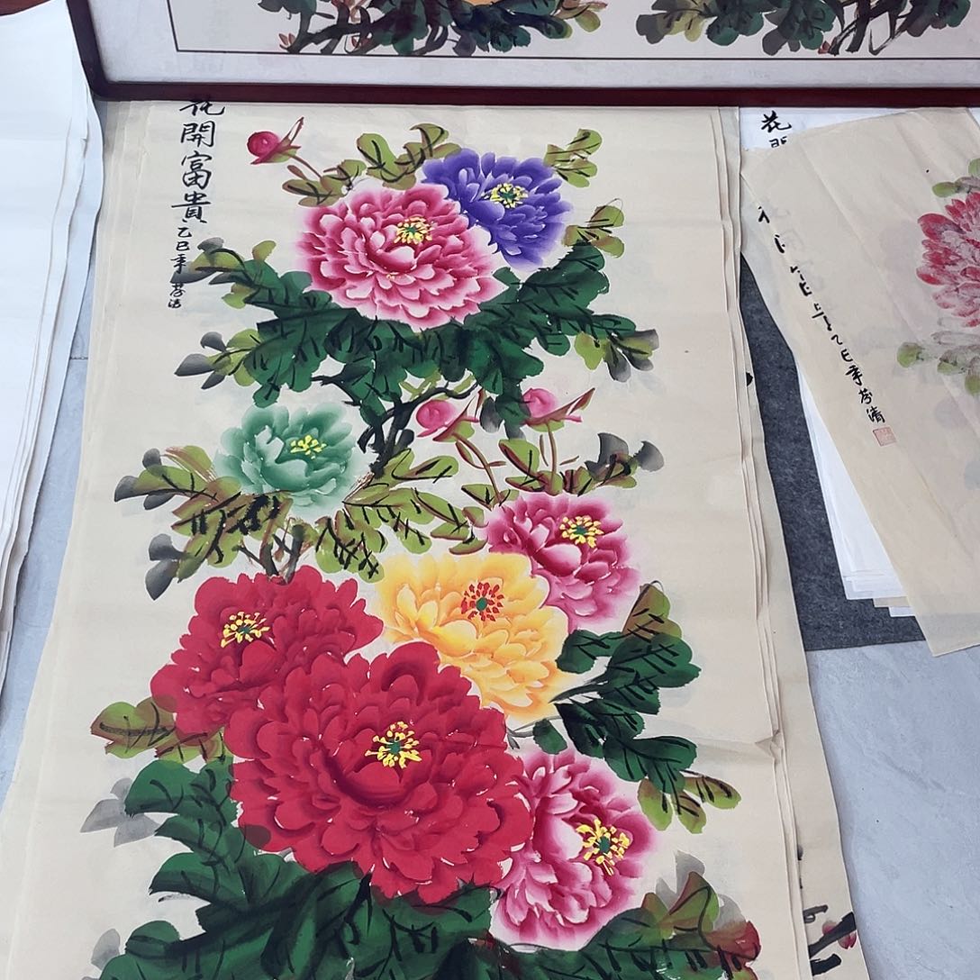 国画国画作品原稿四尺竖仿古五彩