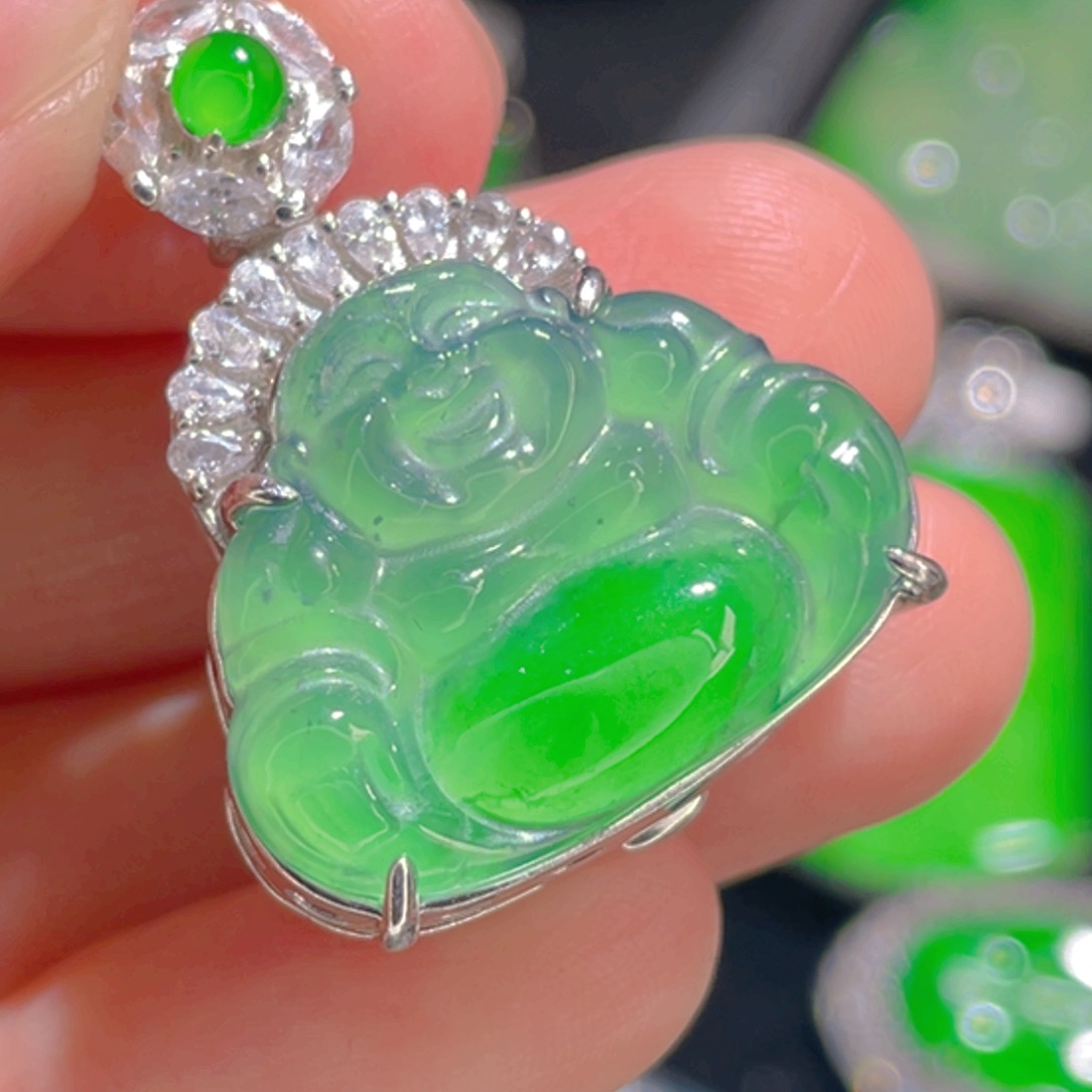 翡翠吊坠(不含链)银S925镶嵌