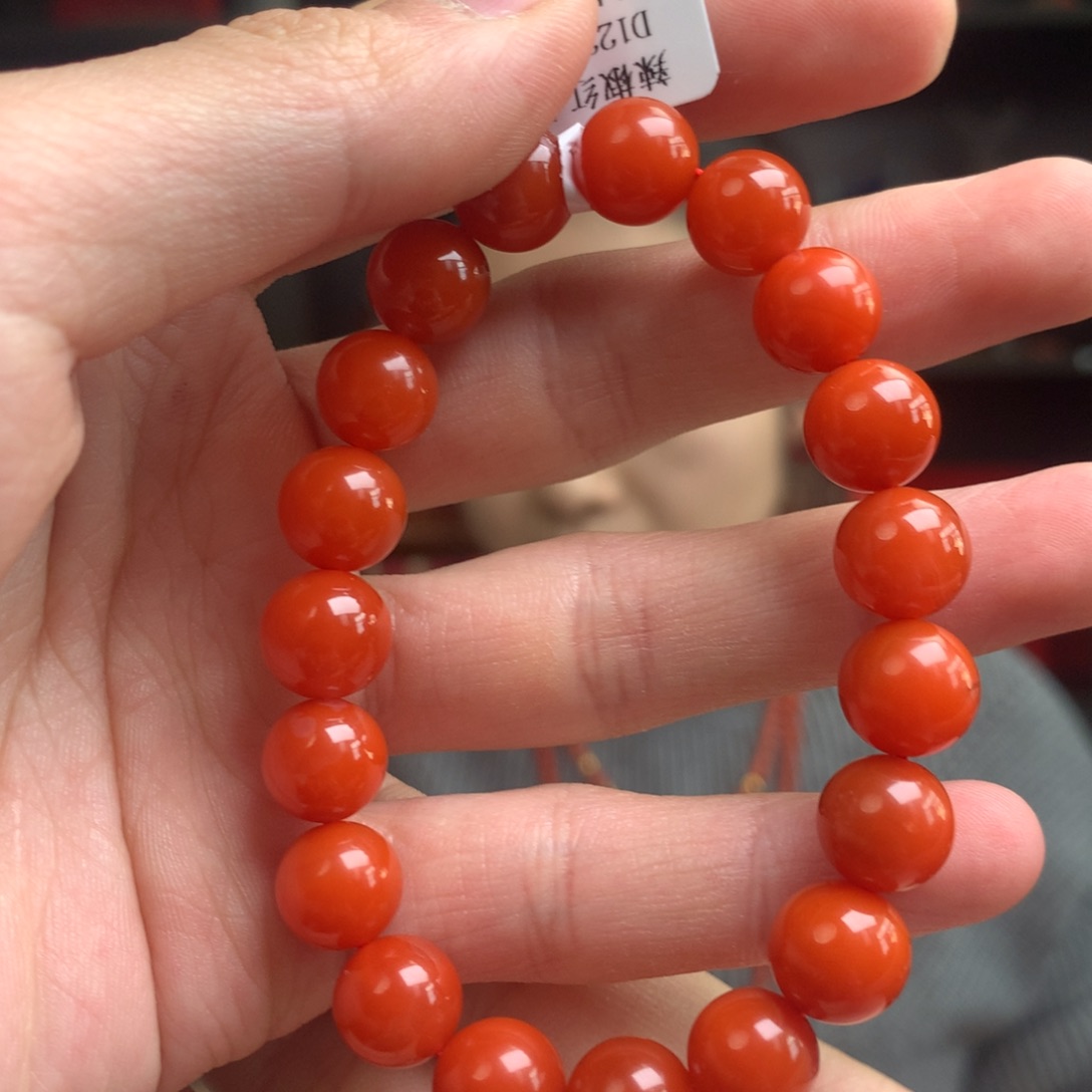南红玛瑙手串未镶嵌静*原矿南红辣椒红卡10单圈