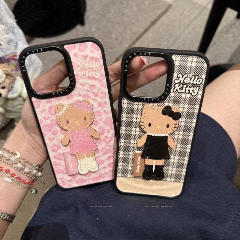 豹纹格纹立体kt猫咪适用于iPhone17promax手机壳16少女心15可爱14