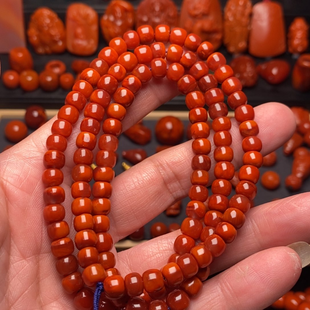 南红玛瑙火焰手串未镶嵌