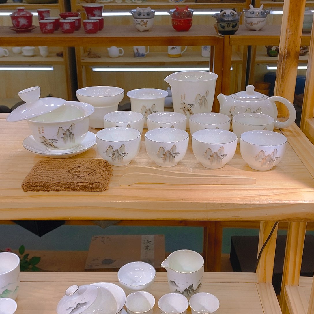 【不止】羊脂玉瓷茶具套装