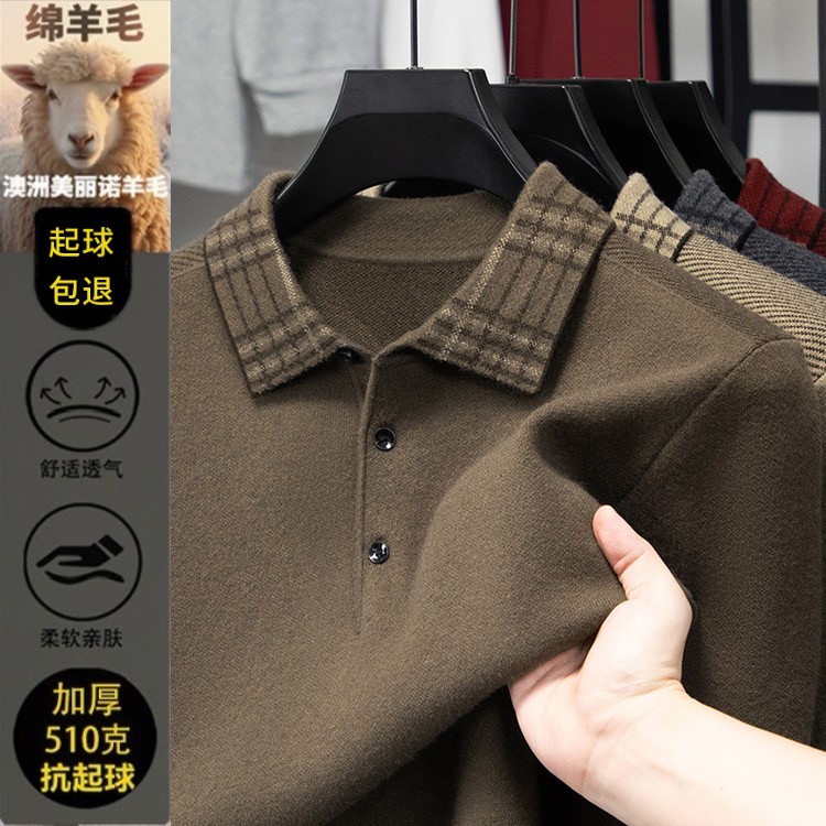 【可机洗】s男士毛衣2025最新款爆款潮高级感男装秋冬季打底Polo衫