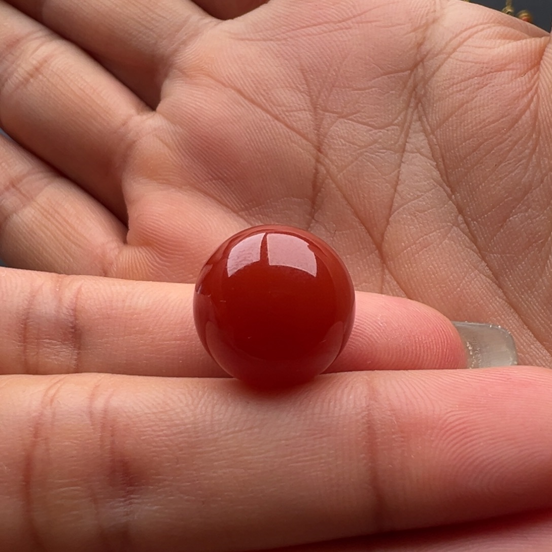 南红玛瑙未镶嵌圆珠14.8皮裂白纹