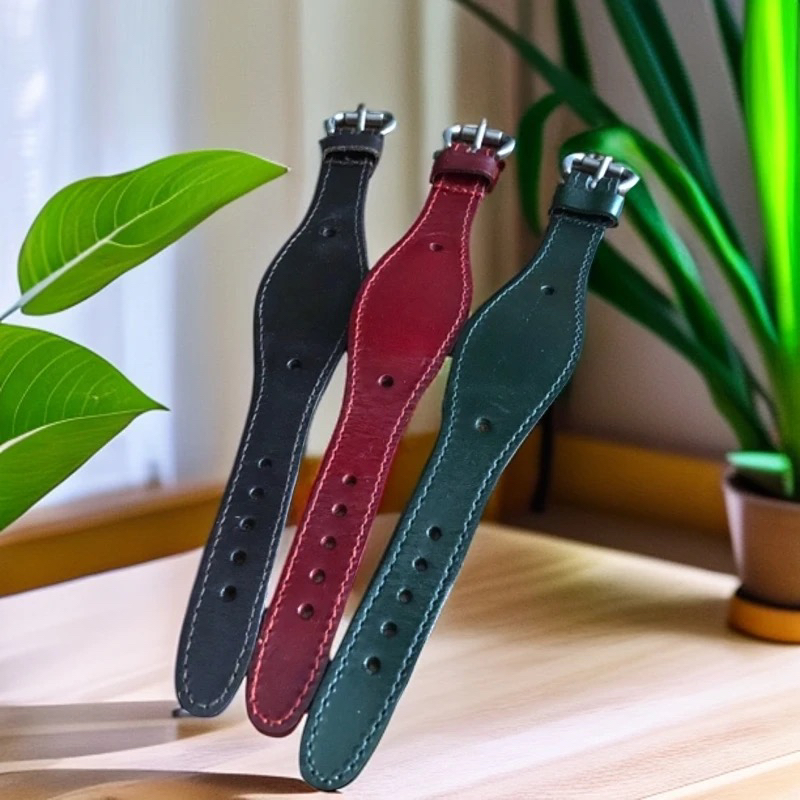 【谷道】合金皮质手链真皮手表环男女通用复古牛皮表带针扣手工表带