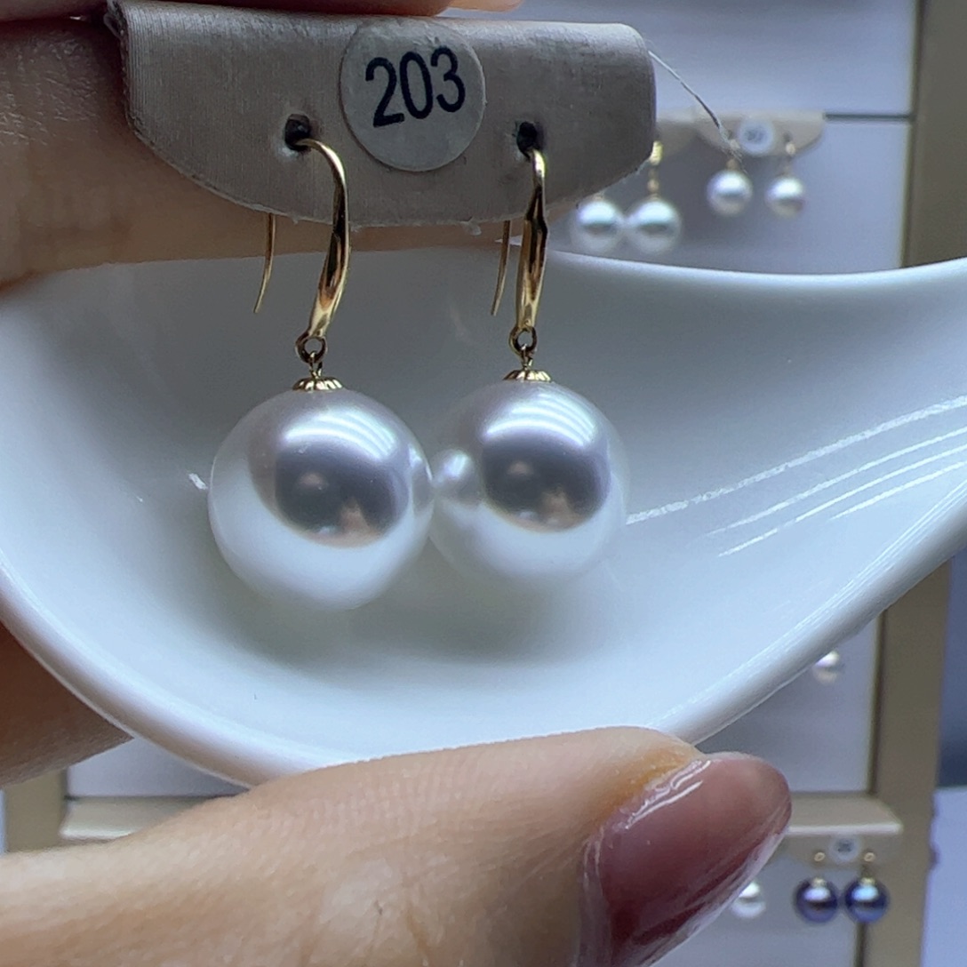 淡水珍珠耳饰18K金镶嵌