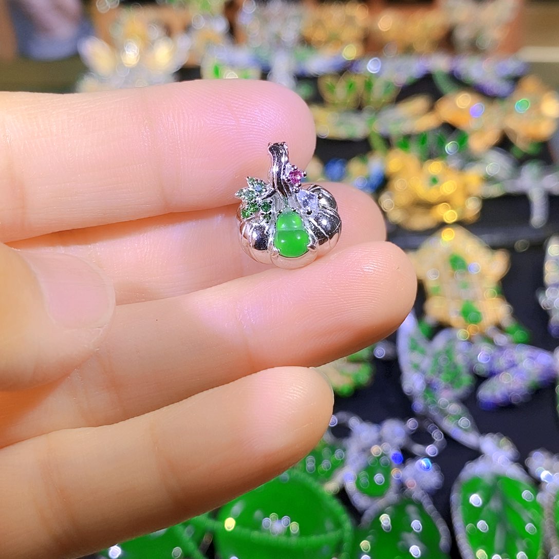 吊坠(不含链)银S925镶嵌翡翠