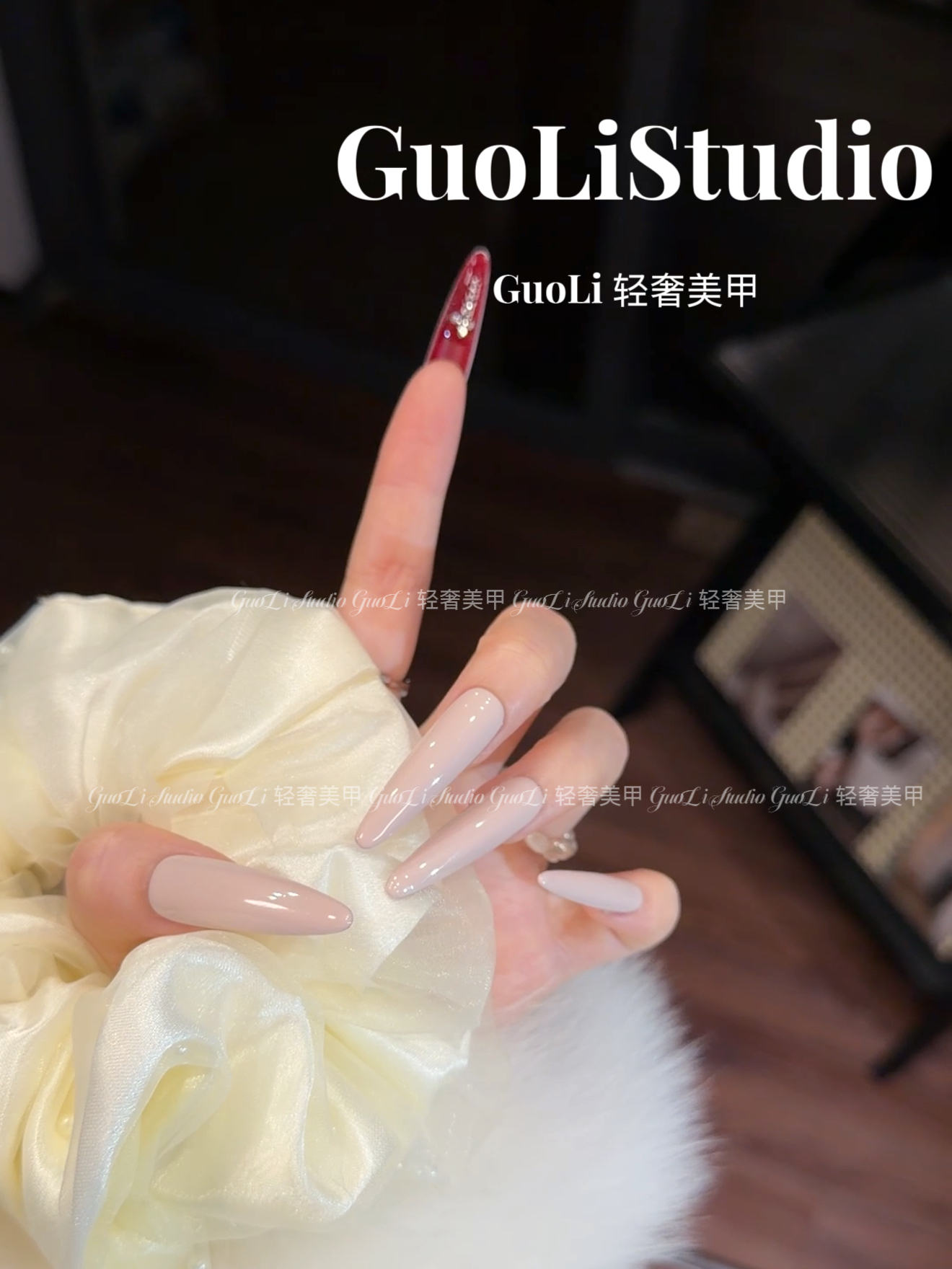 《红底 cl堆钻版》GuoLi纯手工穿戴甲红色纯色气质显白少女纯欲秋冬