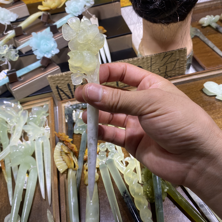 岫玉发簪、头饰、汉服发饰、简约玉簪、日常百搭、古风玉簪、精致发簪