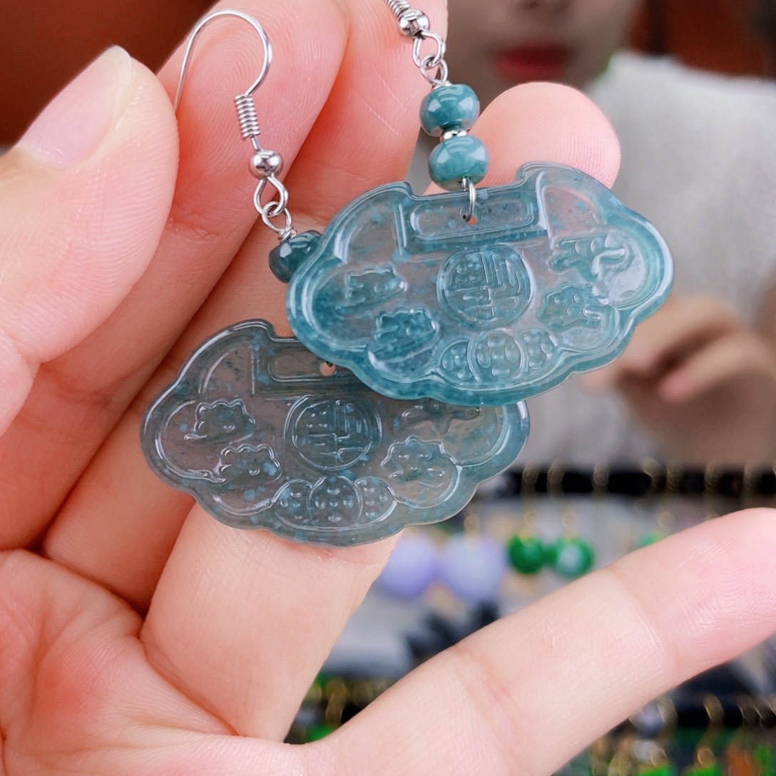 翡翠未镶嵌耳饰饰品