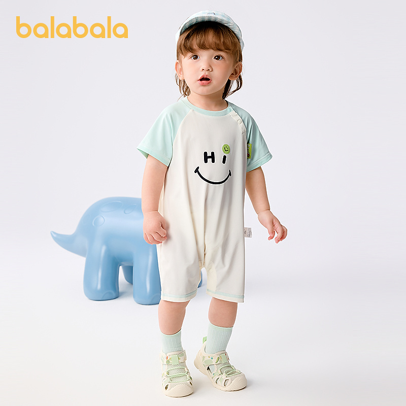 巴拉巴拉婴儿衣服男童连体衣女宝爬服哈衣2025新款夏季简约清新萌