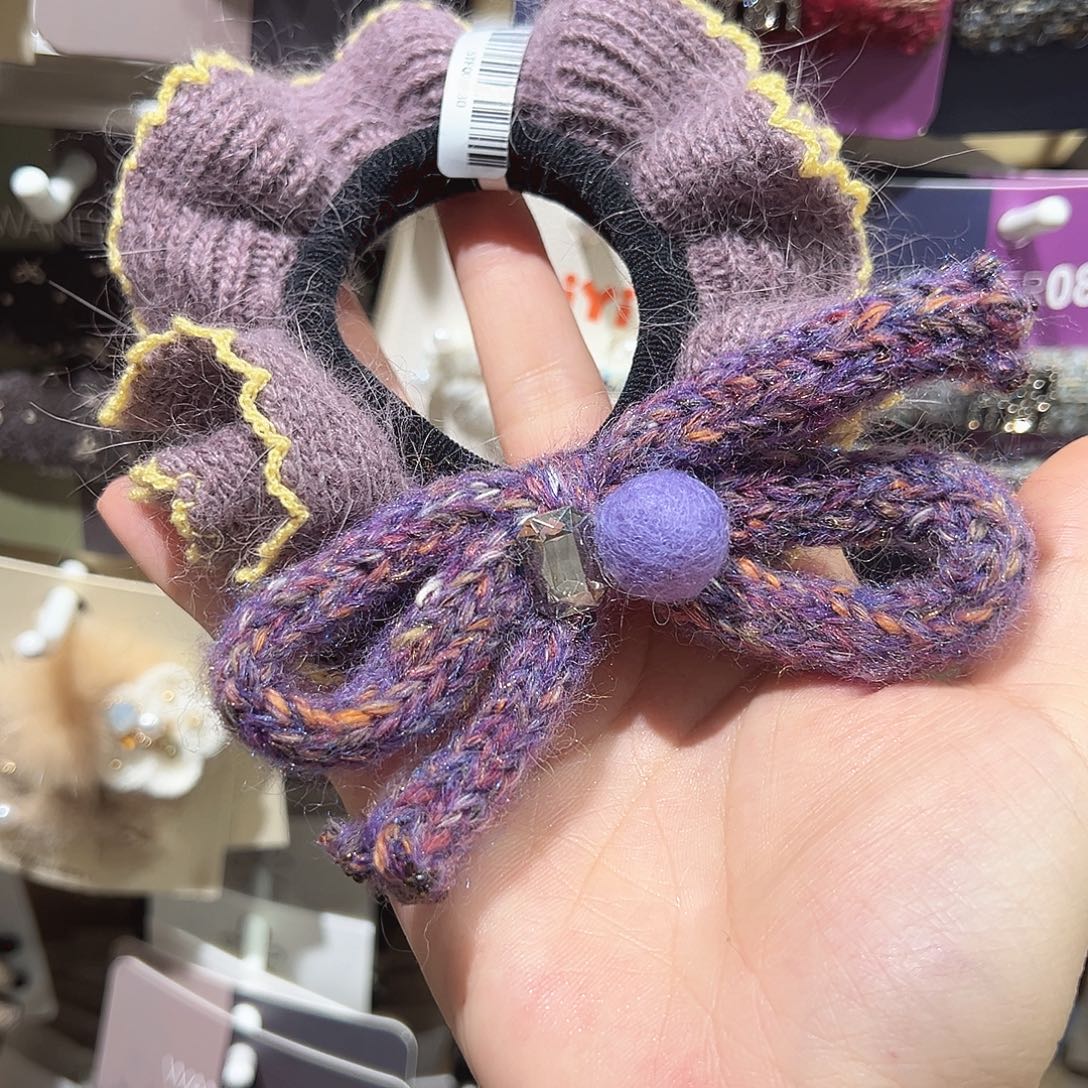 皮质铁合金紫色蝴蝶结发圈