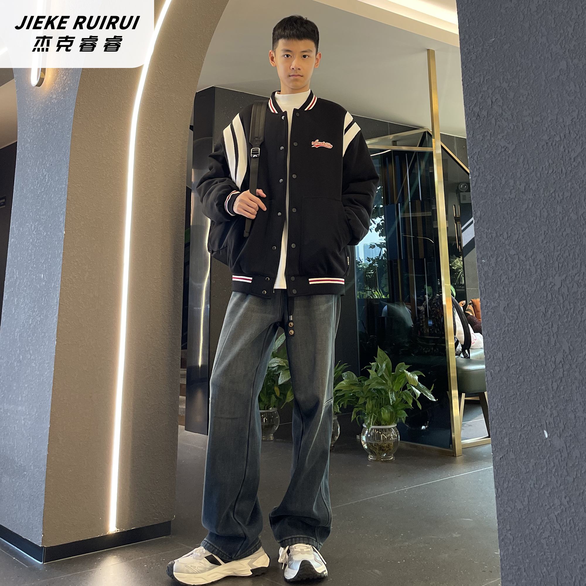 【现货-夏】冬季新款棒球服棉服外套宽松中大童亲子棉袄杰克睿睿潮