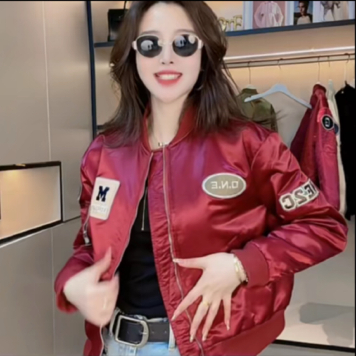 字母贴标短外套网红运动拼接潮流加厚二棉韩版短款棒球服