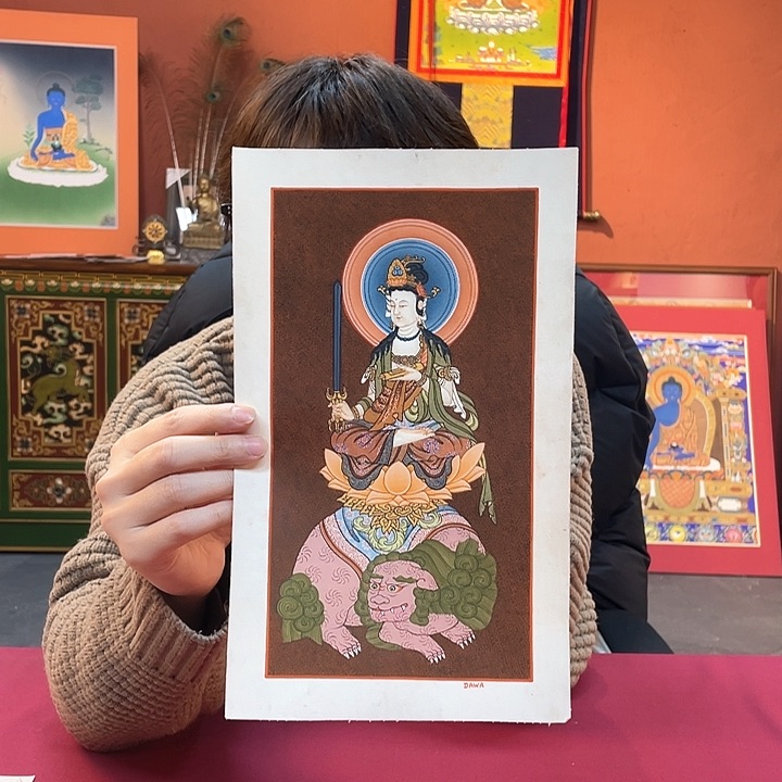 装裱画14×26文殊纯手绘