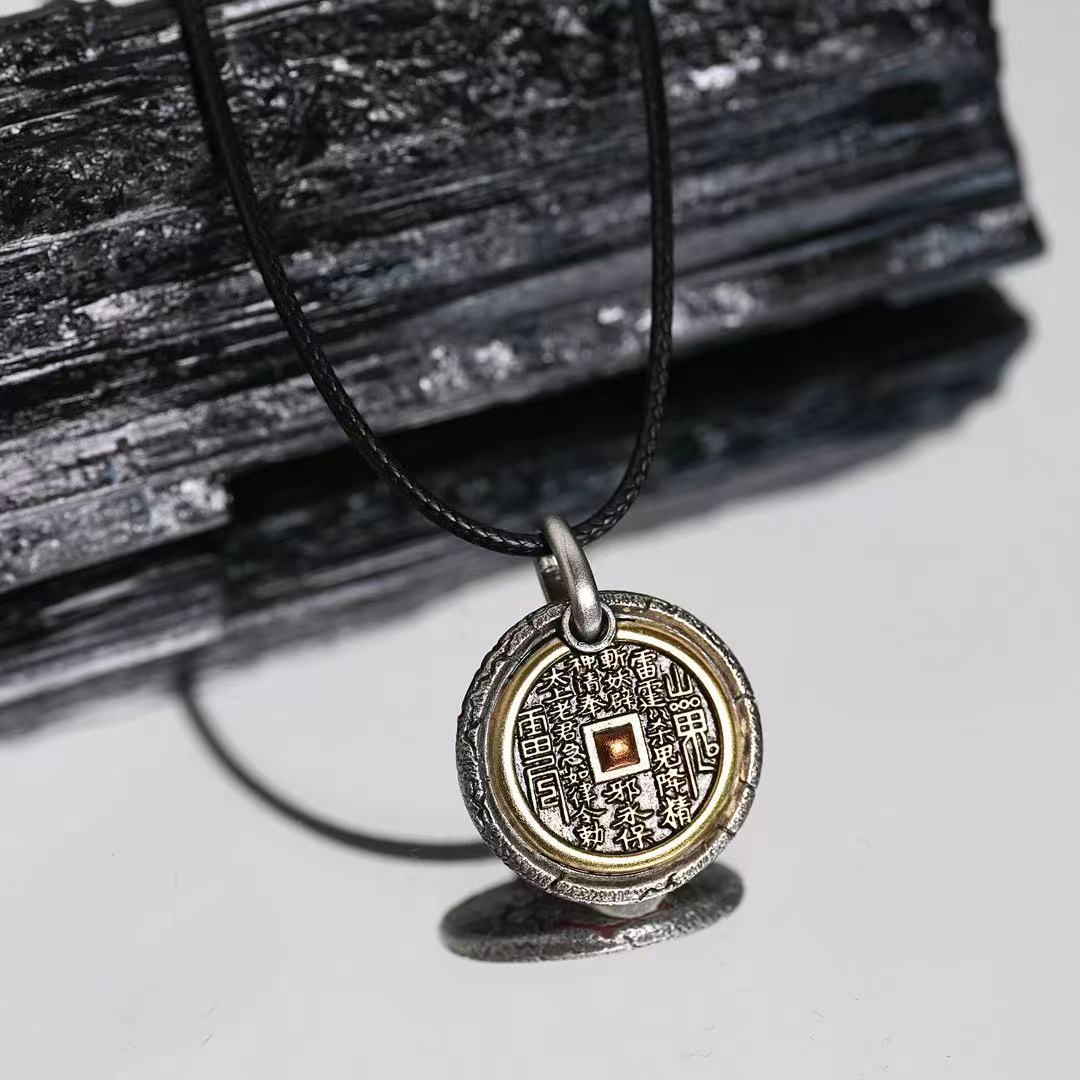 吊坠925银皮 【山贵富足牌】心念精工雕刻双面小众设计项链MNX