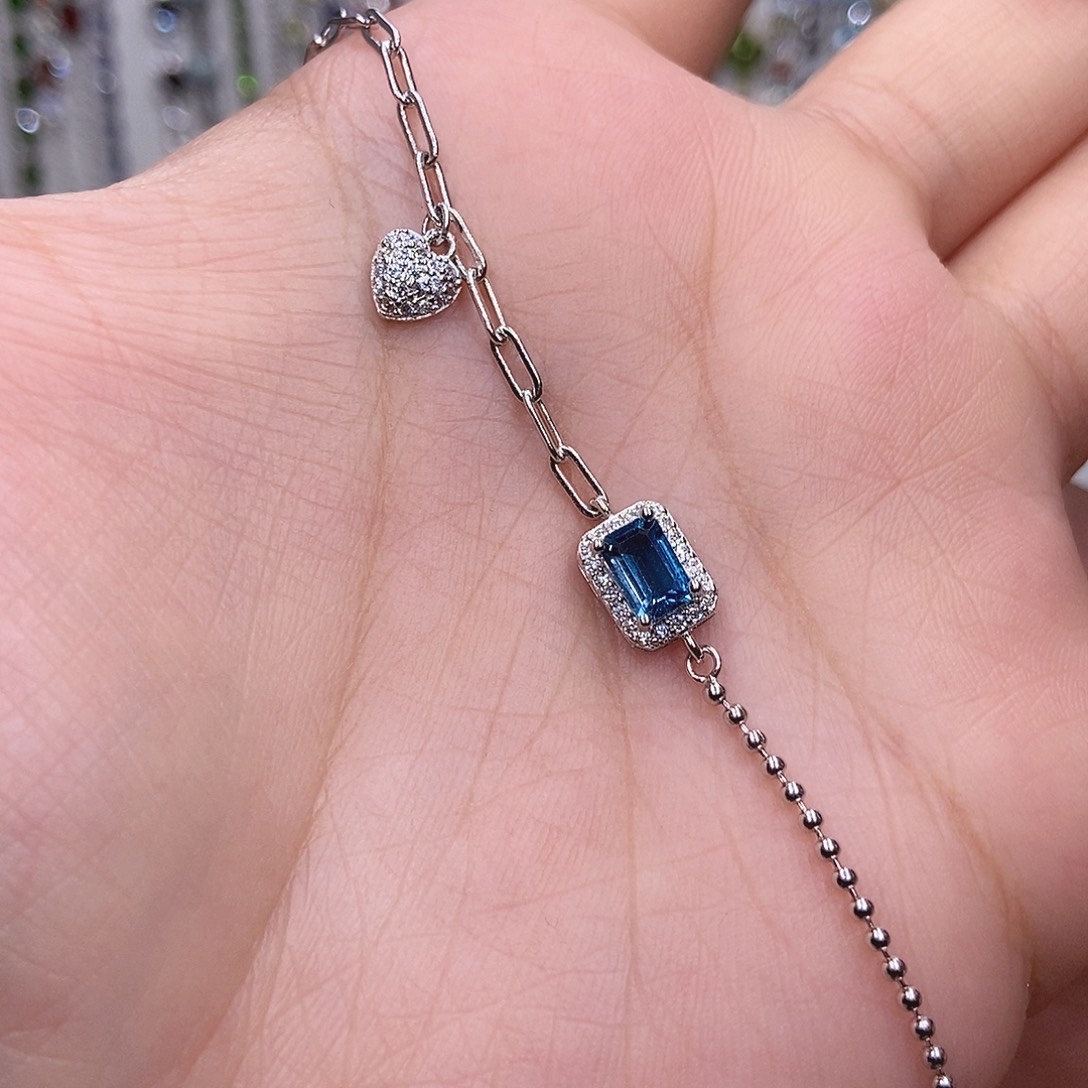 手链银S925镶嵌托帕石