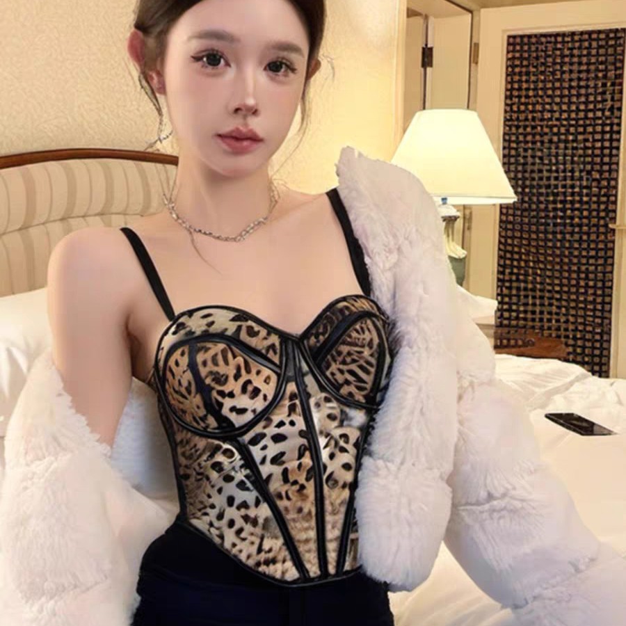 【反骨ZAl】性感豹纹鱼骨上衣#06401