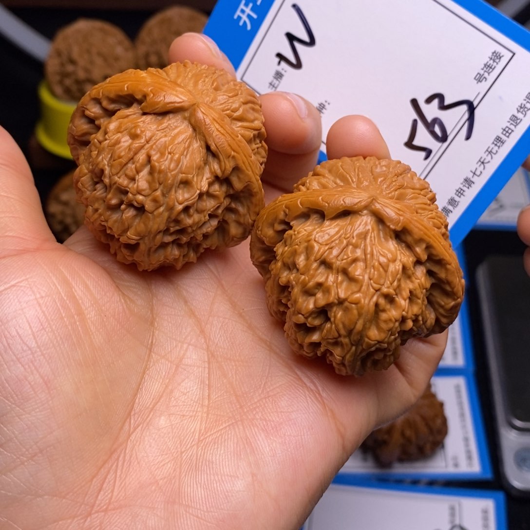 文玩核桃把件45三角白563号