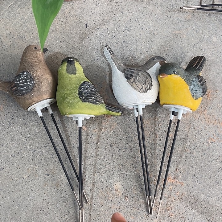 树脂小鸟花插四个 不发声