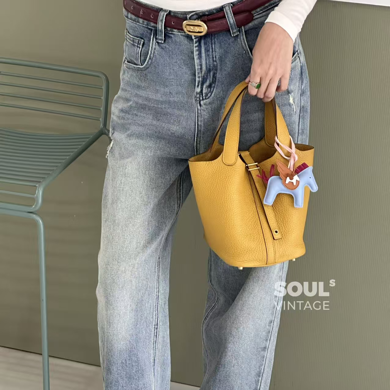 95新 Hermes/爱马仕 Hermes 琥珀黄 tc皮 菜篮子18/640931128