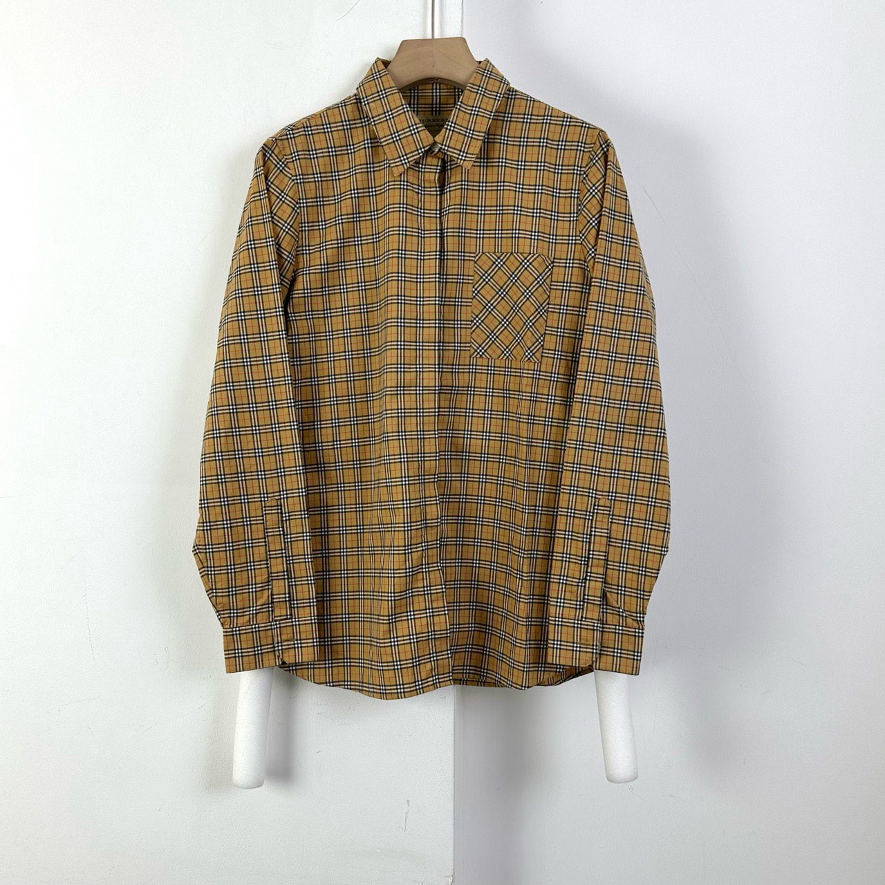 99新 BURBERRY/博柏利 10026经典小格纹长袖衬衫/UK12码