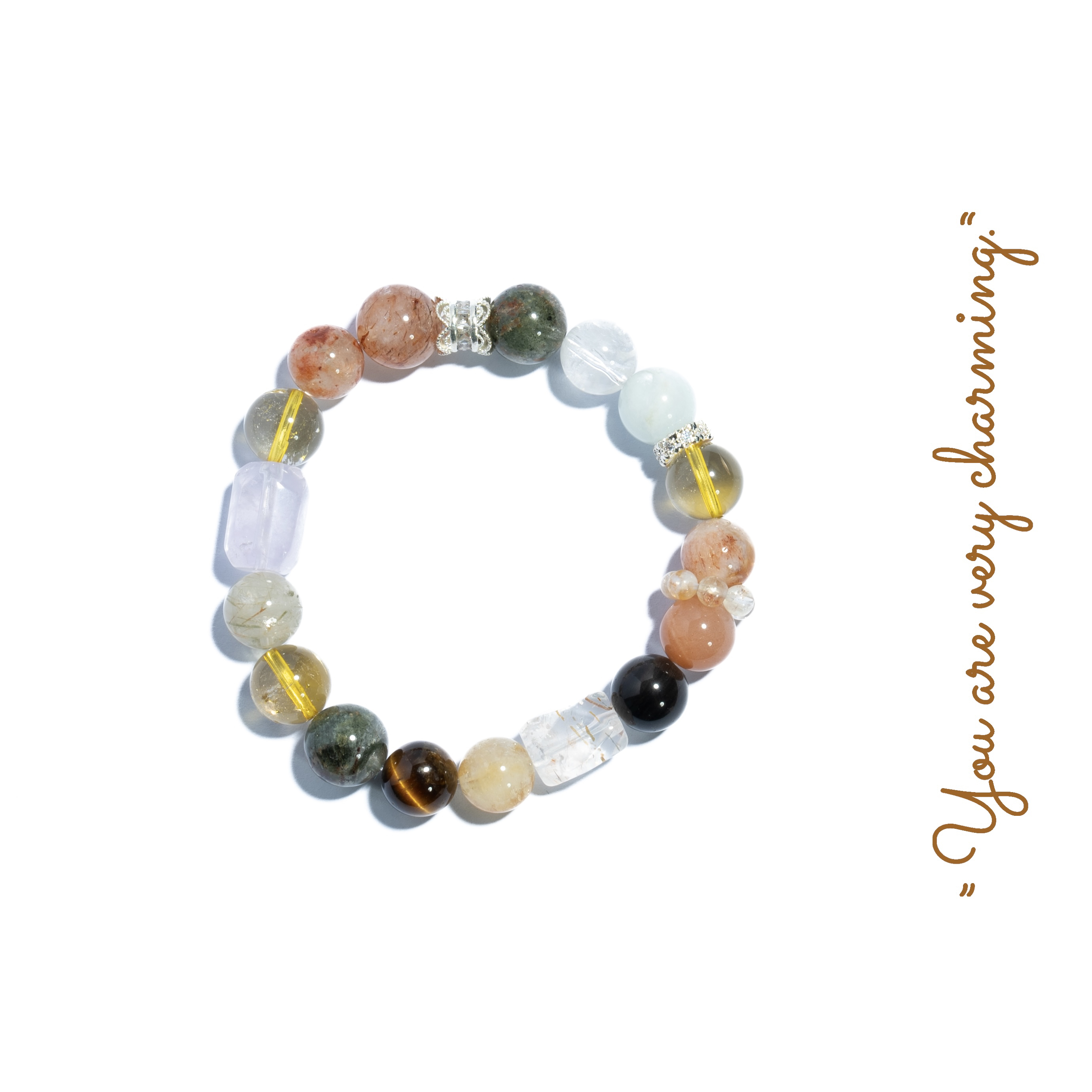 天然闪灵钻黑金超七太阳石紫水晶白水晶虎眼石多宝手链YF44