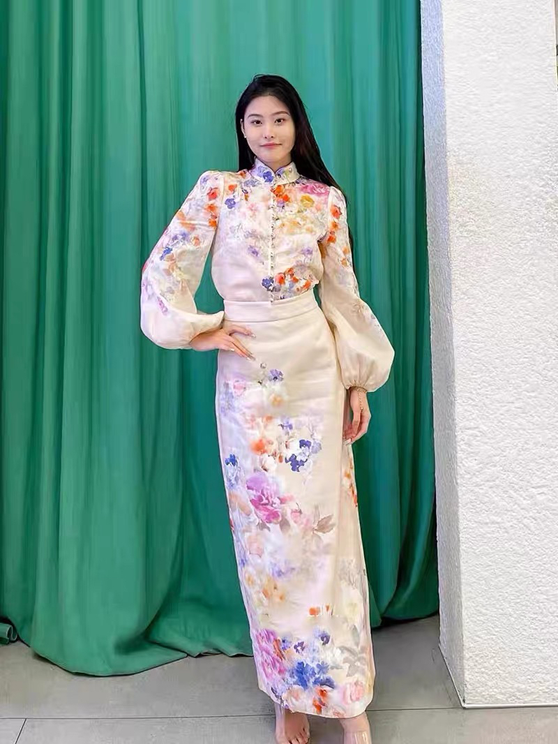 千金风时尚套装中国风连衣裙女装长袖夏季春季女士