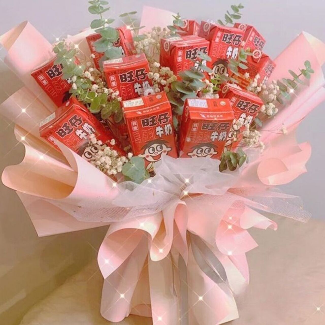 【要做今天快乐的仔】12盒旺仔牛奶花束零食花束送女友儿童朋友礼物鲜花免费配送