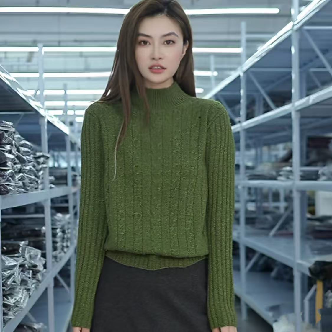 秋冬季时尚韩版轻奢洋气花纱拼色休闲复古百搭针织开衫B029#