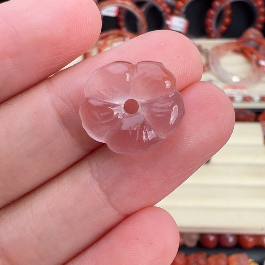 南红玛瑙未镶嵌颈饰冰紫有钱花